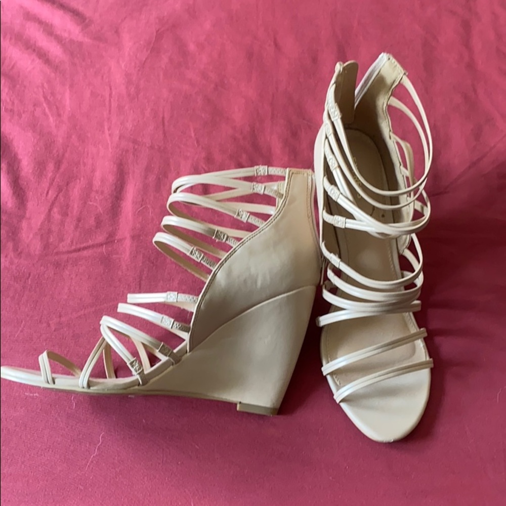 Strappy platform wedges